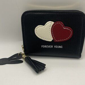 NWT Cute Hearts Faux Leather Zip Wallet